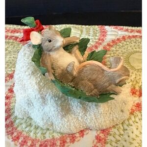 Sylvestri Charming Tails Fitz Floyd Flying Leaf Saucer Figurine Mouse 87/305